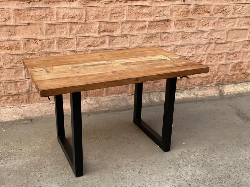 Tavolo in legno rettangolare Tavolo industrial inverso allungabile Outlet etnico a prezzo scontato