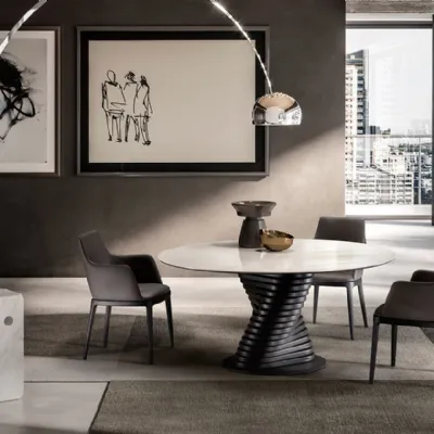 Tavolo in ceramica rotondo Rotolo eforma Collezione esclusiva in offerta outlet