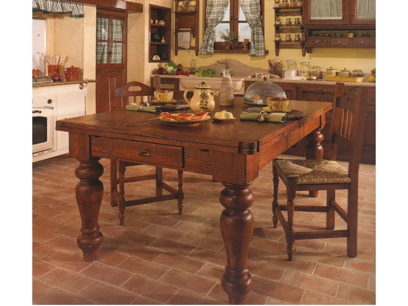 Tavolo in legno rettangolare Art.48 tavolo castagno  Artigianale in offerta outlet