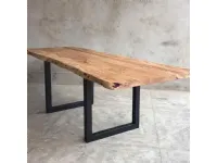 Tavolo in legno rettangolare Industrial allungabile taglio vivo Outlet etnico a prezzo ribassato