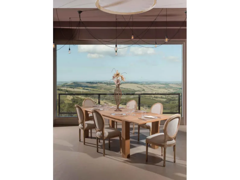 Tavolo in legno rettangolare Square allungabile 190/270 x 100 Outlet etnico a prezzo ribassato
