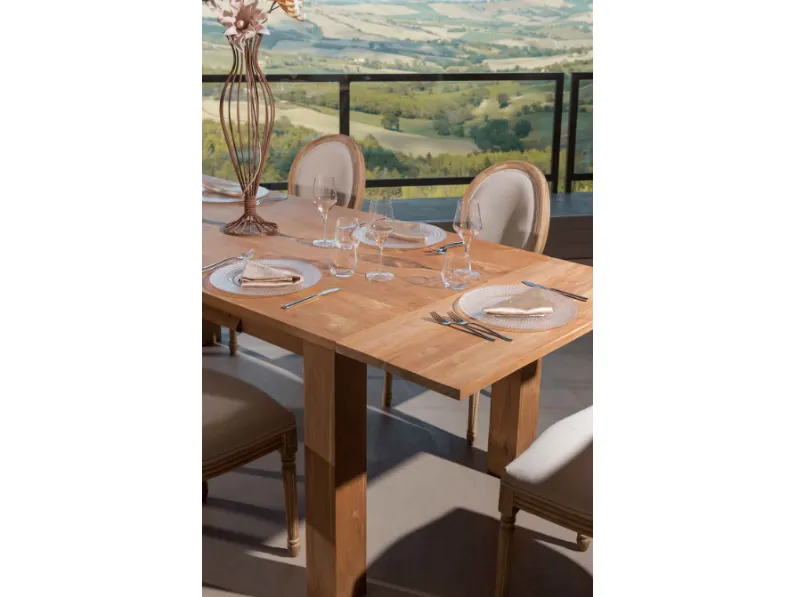 Tavolo in legno rettangolare Square allungabile 190/270 x 100 Outlet etnico a prezzo ribassato
