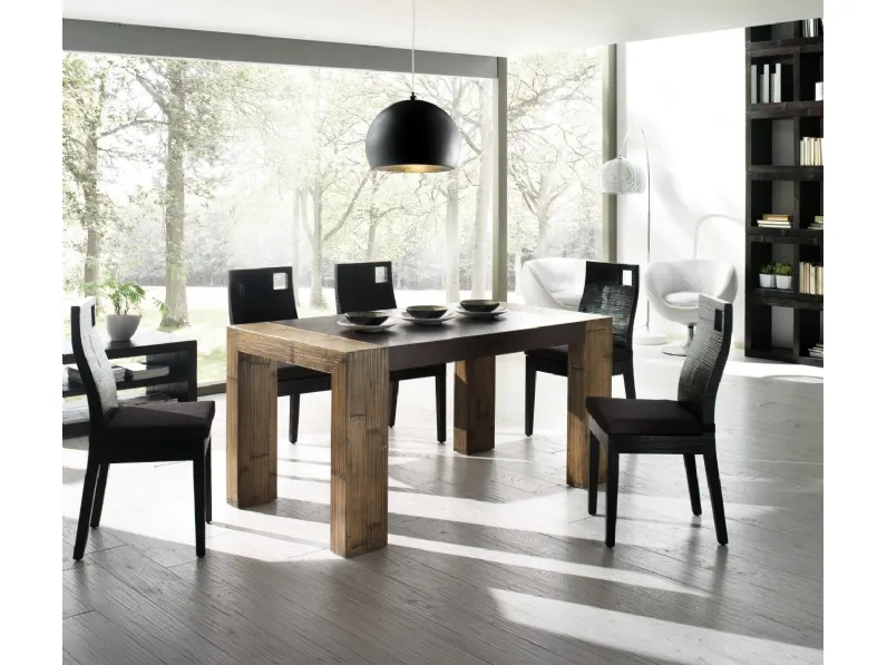 Tavolo in legno rettangolare Stone allungabile Artigianale in Offerta Outlet