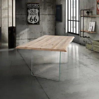 Tavolo in legno rettangolare Tavolo in legno base in vetro  Mottes selection a prezzo scontato
