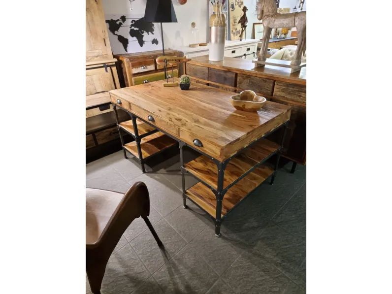 Tavolo in legno rettangolare Tavolo scrivania old newport  industrial   Outlet etnico in offerta outlet