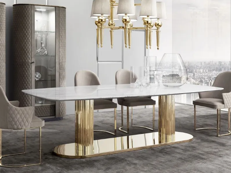 Tavolo in marmo rettangolare Modello monte carlo luxury italia Md work in offerta outlet