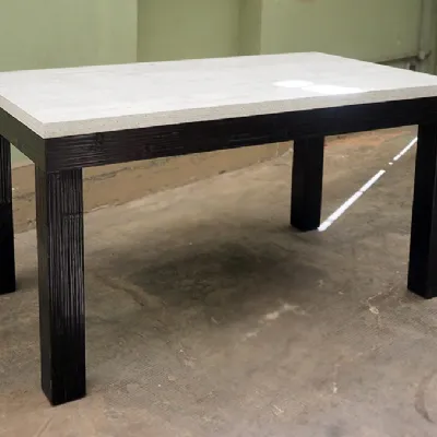 tavolo in offerta outlet allungabile in legno e crash bambu in offerta convenienza con piano tavolo in decorock   white