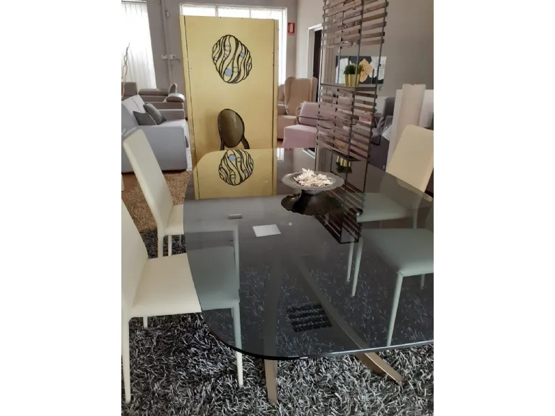 Tavolo in vetro ovale Artistico Bontempi in offerta outlet