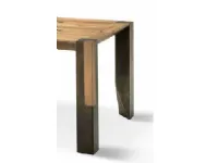 Tavolo Md work Tavolo in legno quadrato 120 x 120 in rovere vecchio con inserti in metallo PREZZI OUTLET