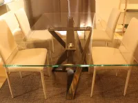Tavolo Millennium gamba argento piano cristallo trasparente Bontempi casa in vetro Fisso