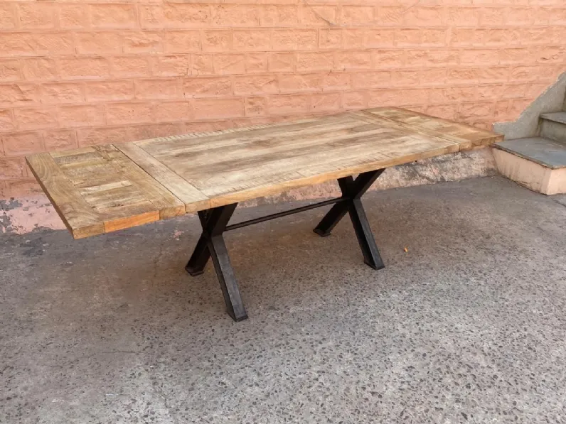 Tavolo rettangolare a cavalletto Tavolo industrial gambe  ferro/legno in offerta   Outlet etnico scontato