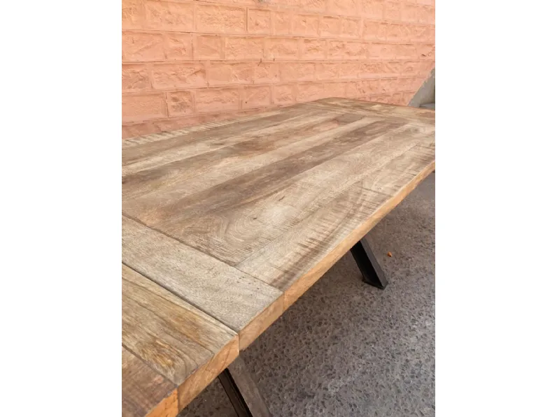 Tavolo rettangolare a cavalletto Tavolo industrial gambe  ferro/legno in offerta   Outlet etnico scontato