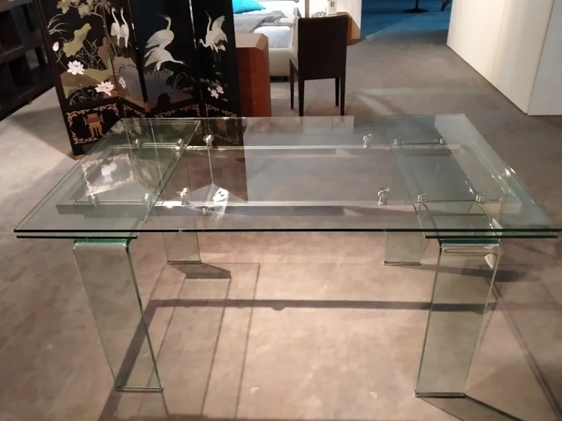 Tavolo rettangolare in vetro Cristal Artigianale in Offerta Outlet