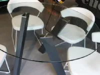 Tavolo rotondo a quattro gambe Table glass Stones scontato