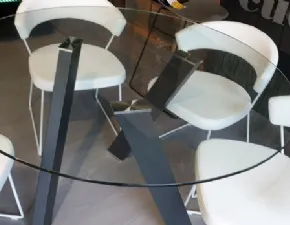 Tavolo rotondo a quattro gambe Table glass Stones scontato