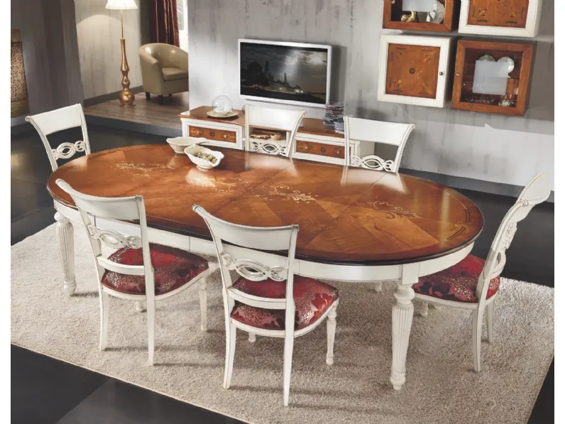 Tavolo rotondo in legno Firenze di Artigiani veneti in Offerta Outlet