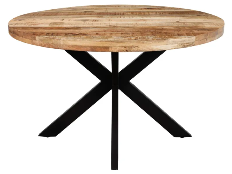 Tavolo in legno rotondo Tavolo industrial tondo ferro e legno Outlet etnico a prezzo scontato