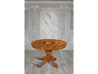 Tavolo in legno rotondo Tavolo-rotondo intarsiato-allungabile in promo-sconto del 40% Artigiani veneti in offerta outlet