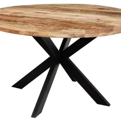 Tavolo Tavolo tondo industrial  ferro e legno design  Outlet etnico in legno Fisso