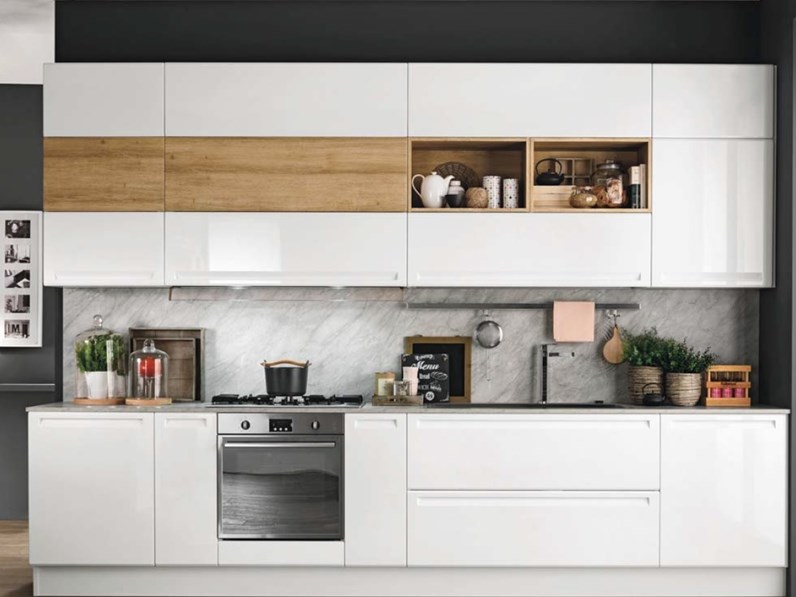 Cucina bianca moderna lineare Cucina laccata minimale design in offerta