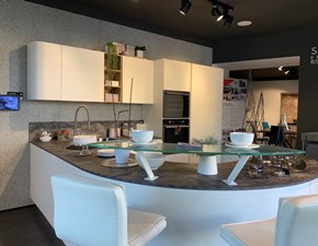 Cucina Lube cucine moderna ad angolo bianca in laminato materico Clover