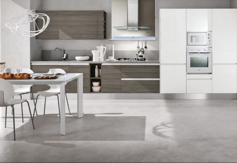 Cucina moderna con dispense e lavello integrato inox sottotop ...