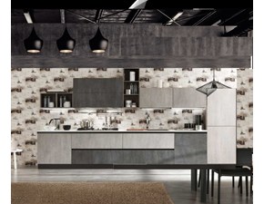 Cucina Nuovi mondi cucine industriale lineare grigio in laminato materico Minimal grigio moderna 