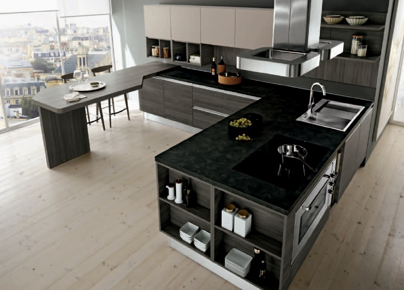 Cucina moderna grigia: sedia moderna per tavolo da cucina ... Cucina moderna angolare con penisola