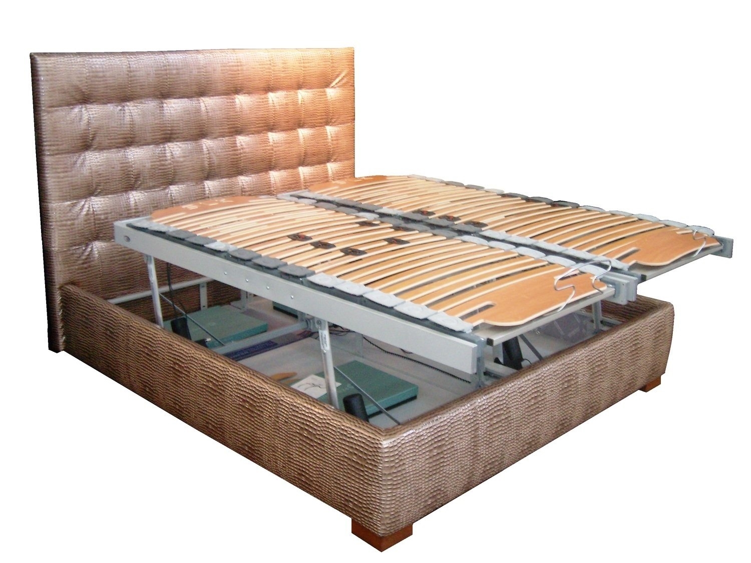 Letto contenitore sollevamento orizzontale: letto legno bianco ...