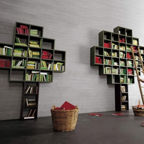 Soggiorno lago 30 mm, albero laccato opaco librerie design ... Libreria soggiorno design