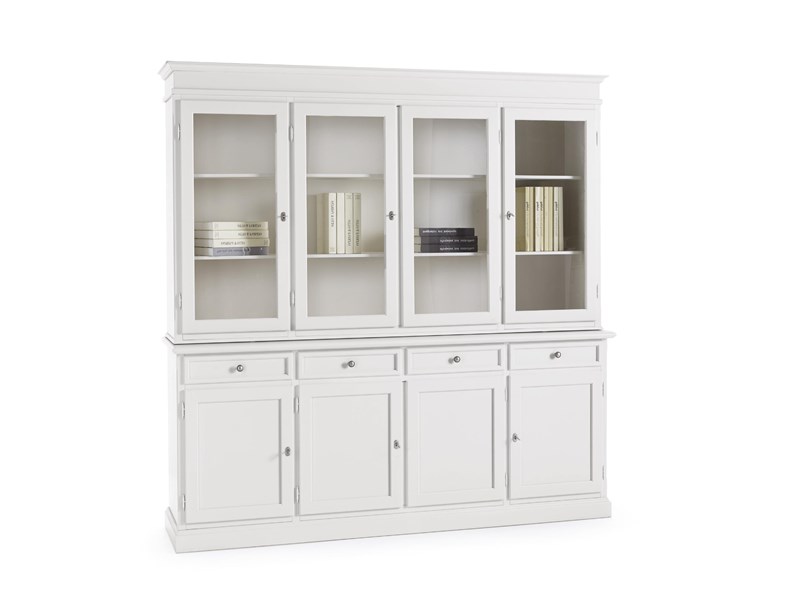 Artigianale in legno Credenza vetrina bianca in legno mottes mobili in Offerta Outlet