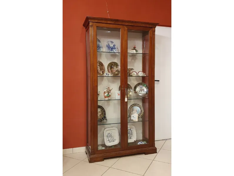 Mobile di Antiquariato Artigianale Vetrina cristalliera in ciliegio A PREZZO RIBASSATO
