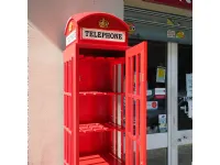 Mobile di antiquariato modello Cabina telefonica porta bottigklia in legno lattcato rosso  a prezzi outlet