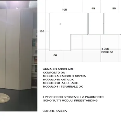 Armadio ante battenti in laminato opaco Angoloima di Imamobili