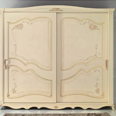 Armadio classico Armadio a 2 ante scorrevoli mod.goya patinato avorio con decori in promo-sconto del 40%Euro designcon un ribasso imperdibile