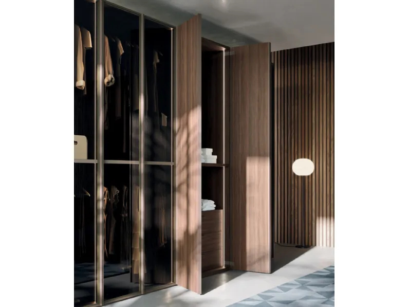 Armadio ante battenti in legno Armadio battente anta glass vetro e legno Mottes selection scontato