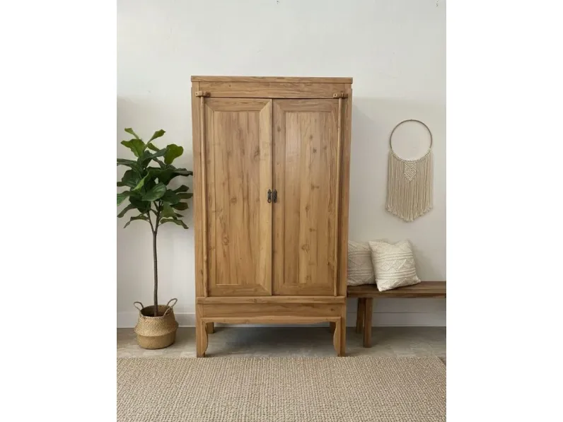 Armadio di Outlet etnico modello Armadio dispensa teak 110 in legno con sconto -31%