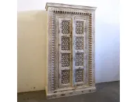 Armadio Armadio indiano intersiato a mano fino 800 Outlet etnico con ante battenti SCONTATO a PREZZI OUTLET