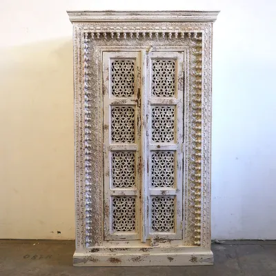 Armadio Armadio indiano intersiato a mano fino 800 Outlet etnico con ante battenti SCONTATO a PREZZI OUTLET