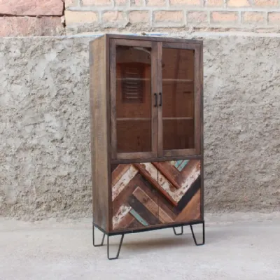 Armadio moderno Aramdio ante legno e  vetro  rennes vintage multicolor   Outlet etnicocon uno sconto imperdibile