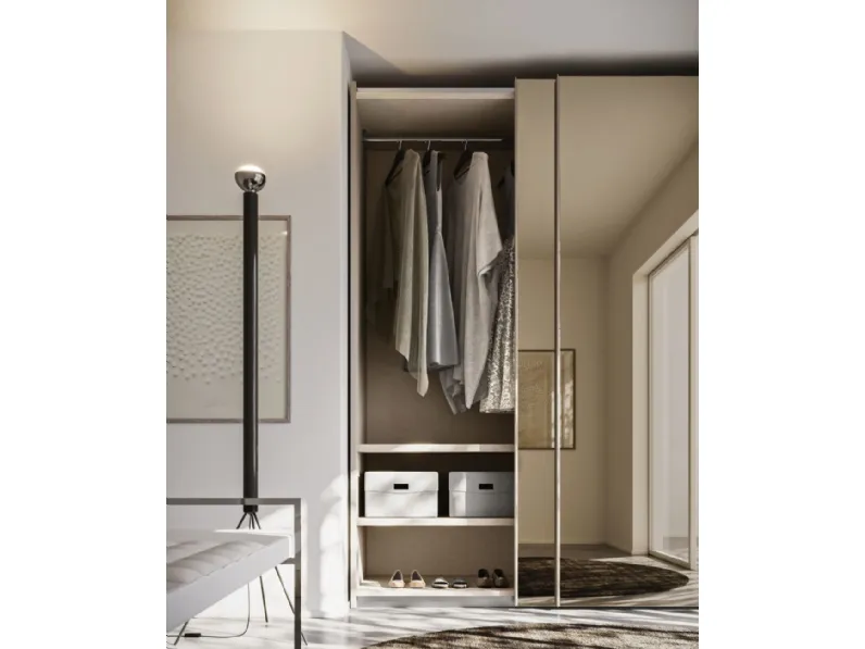 Armadio in legno Armadio scorrevole con anta specchio a marchio Collezione esclusiva scontato -40%