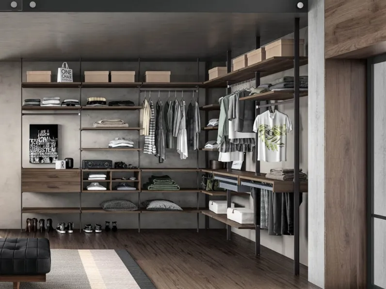 Armadio con cabina armadio modello System metal 9 scontato del 40%