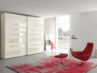 Armadio ante scorrevoli in laminato materico Armadio mod.aster&class a 2 ante scorrevoli-maxi di dalcin con inserti in vetro laccato bianco lucido scontato del 40% Dal cin scontato