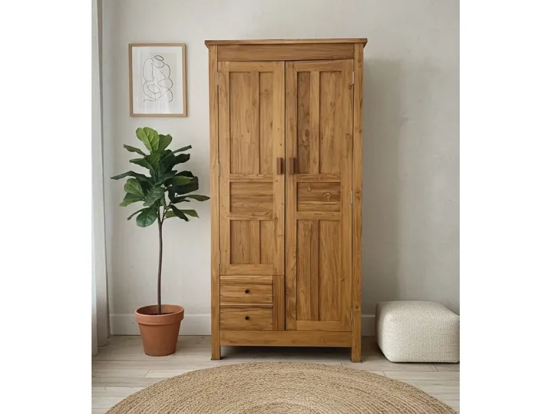 Armadio con ante battenti�design�Armadio 90 teak Outlet etnico a prezzo ribassato