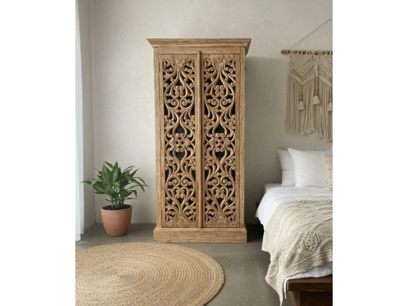 Armadio con ante battenti modello Armadio dispensa teak sbiancato scontato del 30%