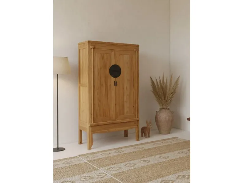 Armadio con ante battenti a prezzo scontato modello Armadio oriente teak di Outlet etnico 