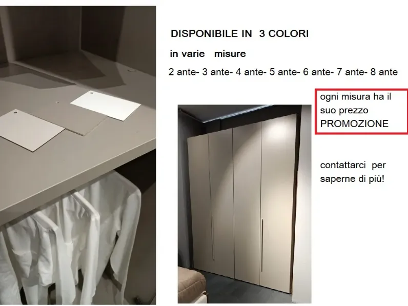 Armadio di Collezione esclusiva modello 3antepromo in laminato opaco con sconto -12%