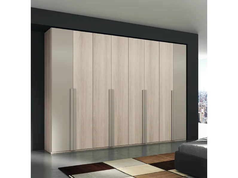 Armadio ante battenti in laminato materico Oak grey Collezione esclusiva scontato