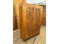 Armadio ante battenti in legno Armadio dispensa intagliato teak 165 di Outlet etnico