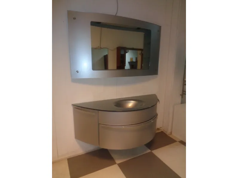 Mobile per il bagno Ardeco Bagno calla curvo grigio metallizato con radio integrata a prezzi outlet